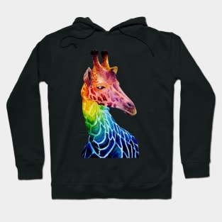 Colorful giraffe watercolor without background Hoodie